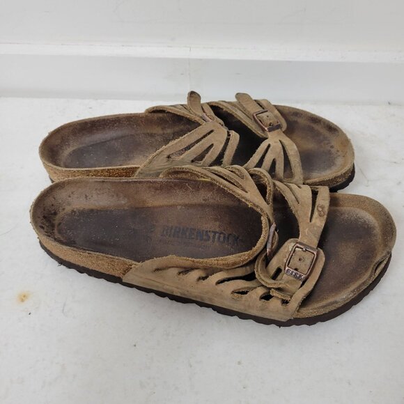 Birkenstock Size US 9/ EU 40 Grenada Brown Leather Suede Buckle Sandals Women's - Picture 3 of 12